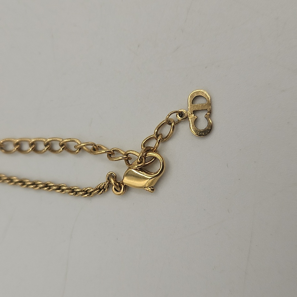 Dior Elegant Gold Tone Pendant Necklace With Pearl And Rhinestones - Picture 7 of 8